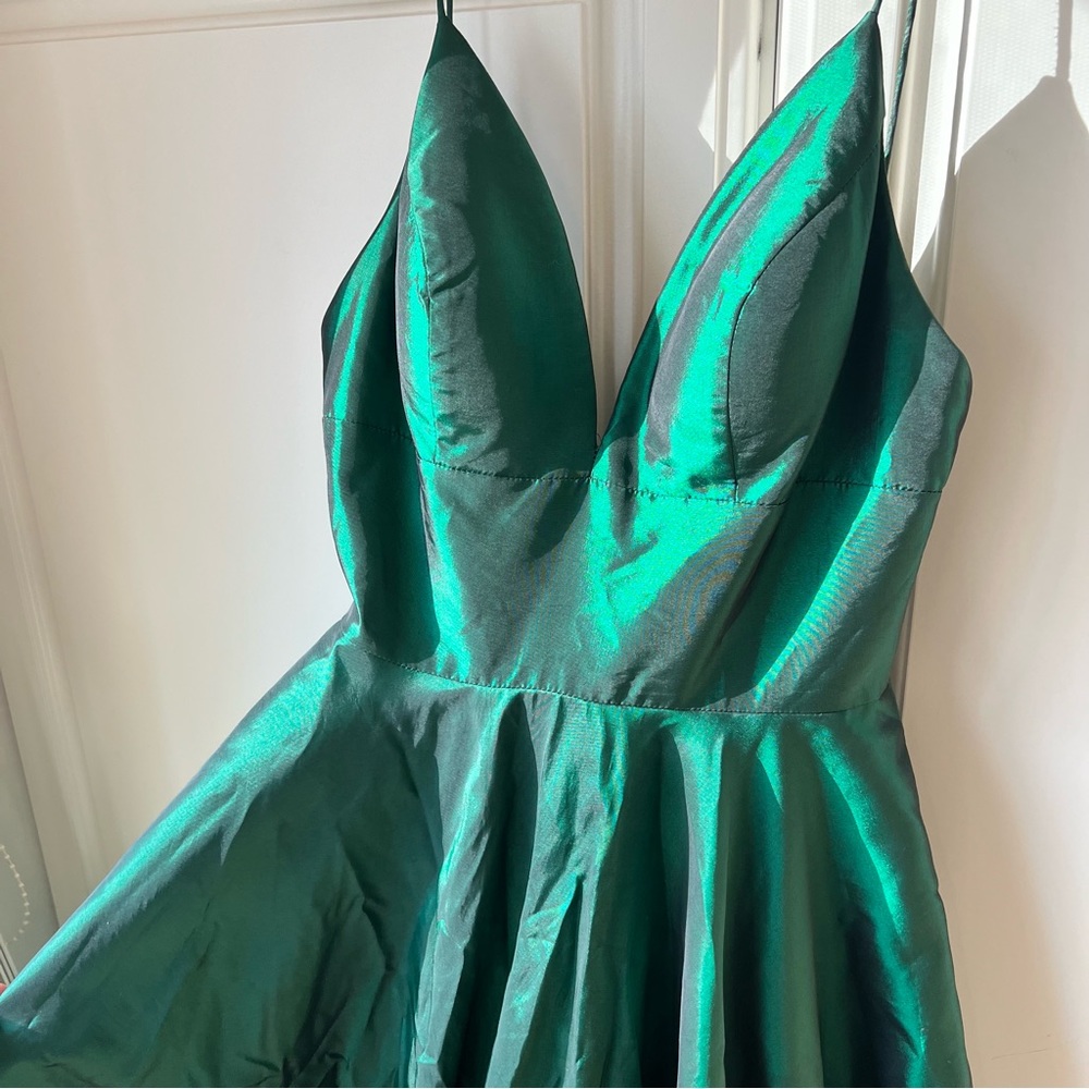 Sherri Hill Green Emerald Prom Dress - Picture 6 of 14